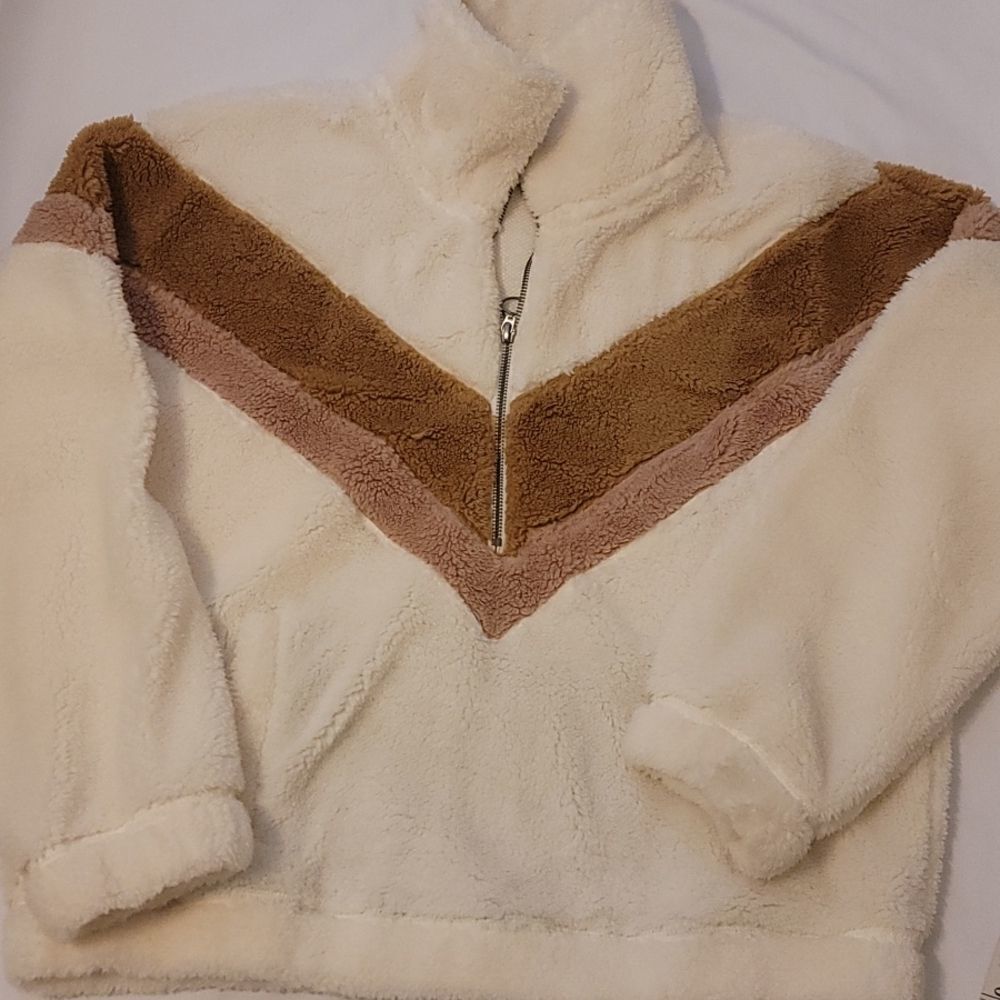 Y2k Abercrombie & Fitch chevron half zip sherpa large